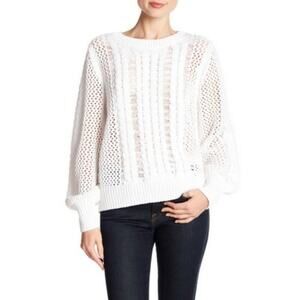 NWT NEW 360Sweater white open knit pullover sweater